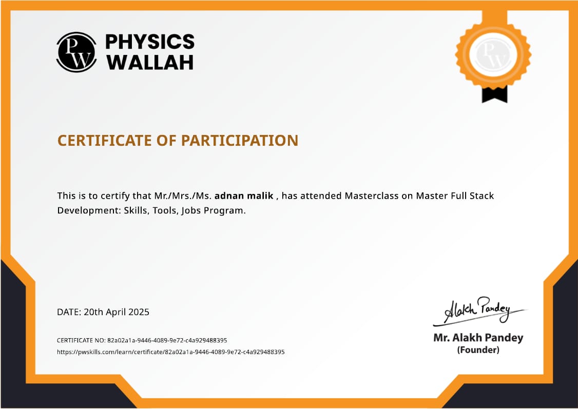 Full Stack Development Certificate